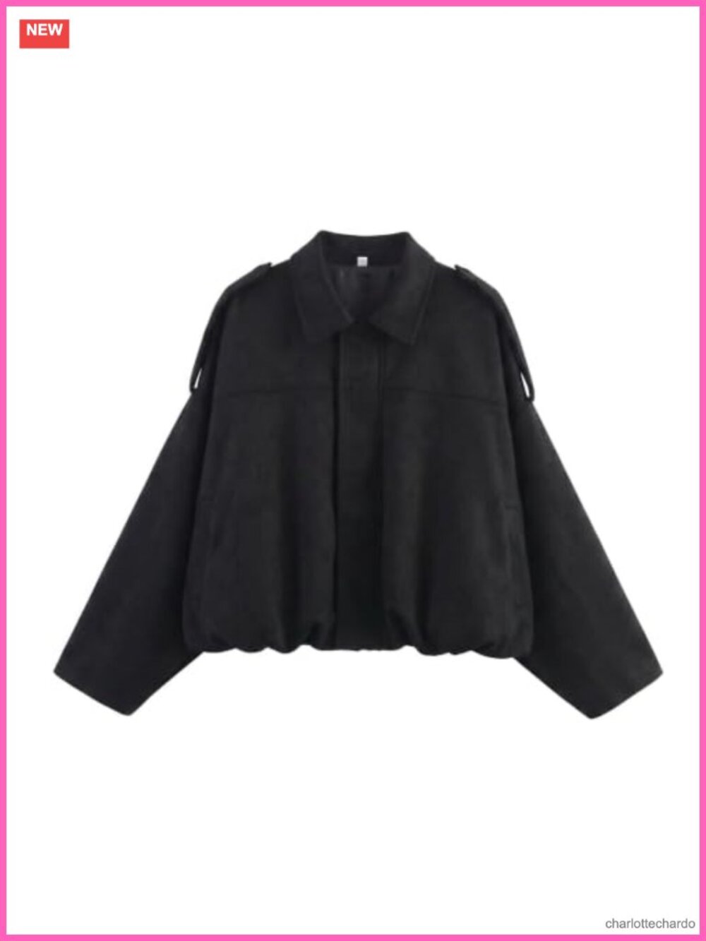Faux Suede Bomber Jacket Oversized Cropped Batwing Fall Winter Coat